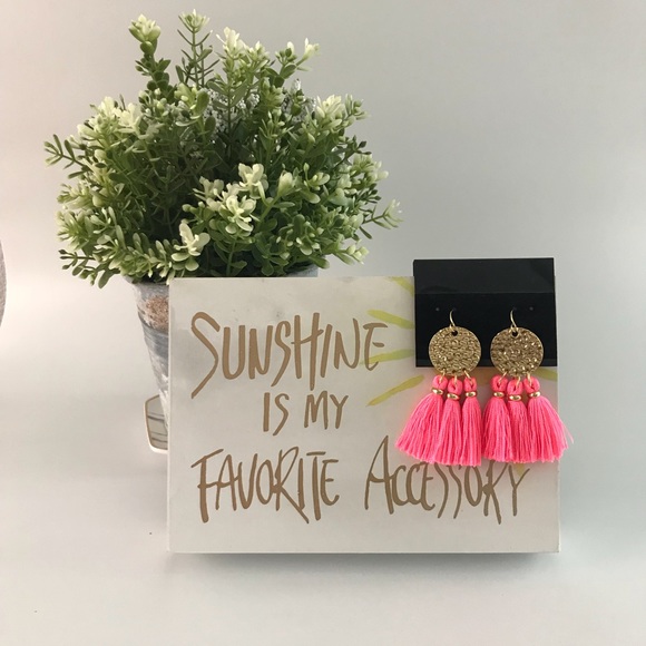Jewelry - Hot pink tassel earrings